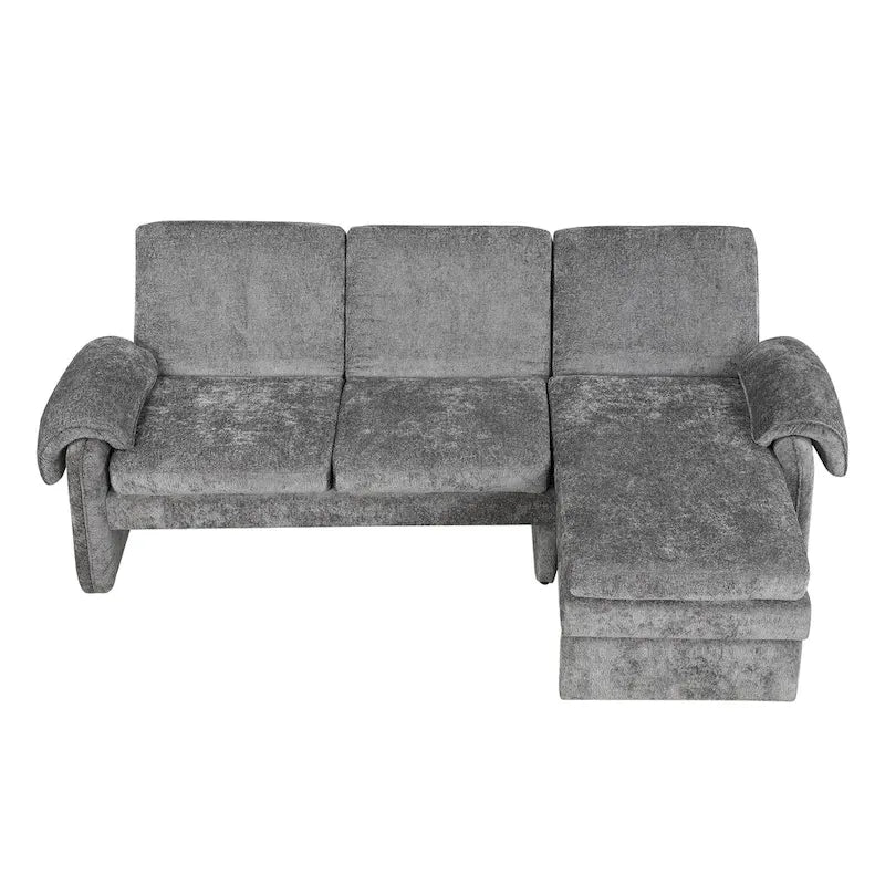 94.1 Chenille L-Shaped Futon Sofa with Adjustable Backrest & Reversible Chaise