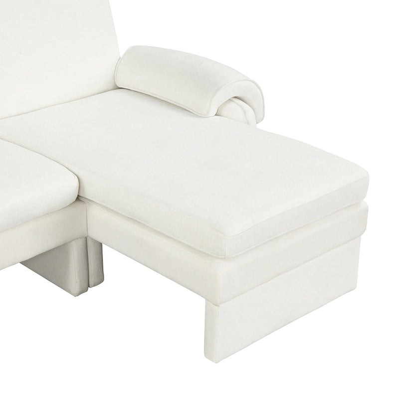 94.1 Chenille L-Shaped Futon Sofa with Adjustable Backrest & Reversible Chaise
