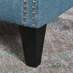 Blue Modern 30 High Back Upholstered Button Tufted Accent Chair with Nailheads for Living Room
