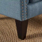 Blue Modern 30 High Back Upholstered Button Tufted Accent Chair with Nailheads for Living Room