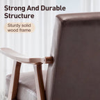 Dark Brown Modern 26 Accent Chair with Solid Wood Frame and Extra-Thick Backrest