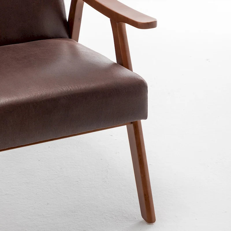 Dark Brown Modern 26 Accent Chair with Solid Wood Frame and Extra-Thick Backrest