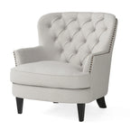 Modern 32.5 Upholstered Club Chair with Ottoman Set amd Nailheads for Living Room