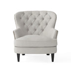 Modern 32.5 Upholstered Club Chair with Ottoman Set amd Nailheads for Living Room