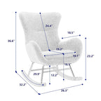 Yellow Modern 33.1 High Back Upholstered Rocking Chair with Rubber Wood Legs and Metal Frame