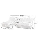 Corduroy Slipcovered 3-Seater Armless Sectional Sofa with Reversible Ottoman, Free Combination Design, and Removable Covers