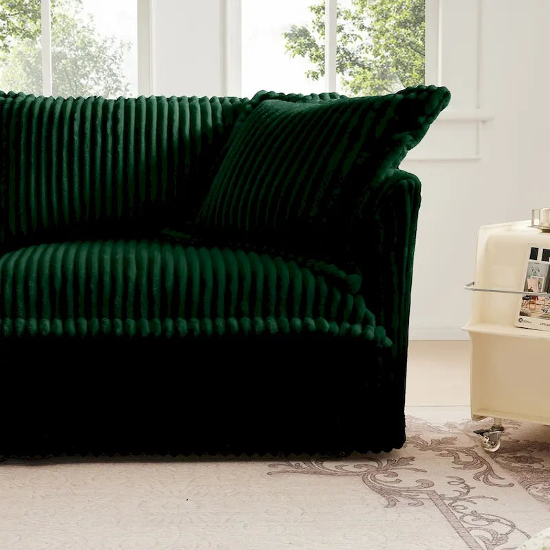 Corduroy Slipcovered 3-Seater Armless Sectional Sofa with Reversible Ottoman, Free Combination Design, and Removable Covers