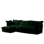 Corduroy Slipcovered 3-Seater Armless Sectional Sofa with Reversible Ottoman, Free Combination Design, and Removable Covers