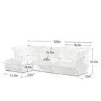 Corduroy Slipcovered 3-Seater Armless Sectional Sofa with Reversible Ottoman, Free Combination Design, and Removable Covers