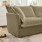 Corduroy Slipcovered 3-Seater Armless Sectional Sofa with Reversible Ottoman, Free Combination Design, and Removable Covers
