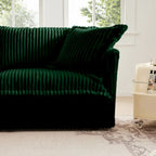 Corduroy Slipcovered L-Shaped Sectional Sofa with Deep Seats, 4-Seater Couch with Supple Armrests and 2 Big Pillows