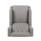 Grey Fabric Mid-Century Upholstered Wingback Push-Back Recliner with Footrest and Button-tufted Backrest