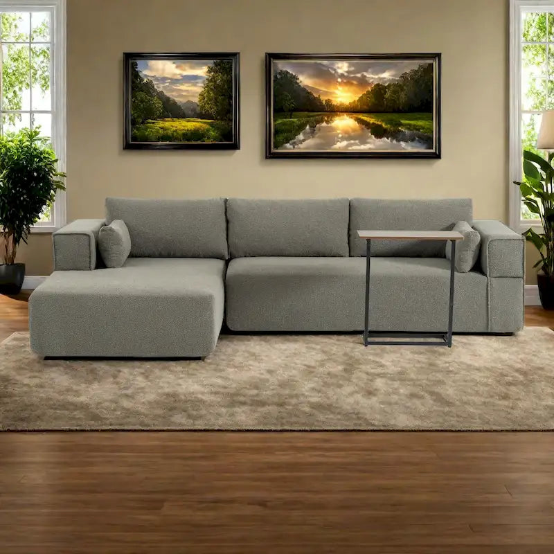 Divano componibile modulare Boucle 112 con tavolino laterale gratuito, design a seduta ampia e nessun assemblaggio richiesto