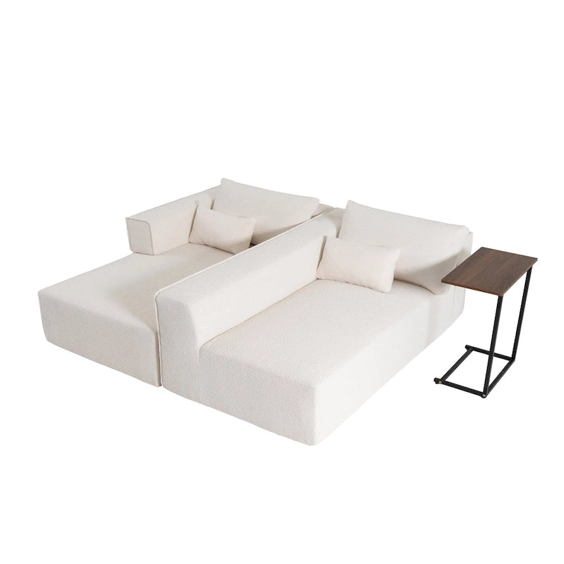 Divano componibile modulare Boucle 112 con tavolino laterale gratuito, design a seduta ampia e nessun assemblaggio richiesto