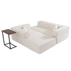 Divano componibile modulare Boucle 112 con tavolino laterale gratuito, design a seduta ampia e nessun assemblaggio richiesto