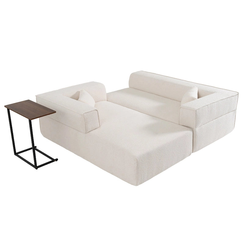 Divano componibile modulare Boucle 112 con tavolino laterale gratuito, design a seduta ampia e nessun assemblaggio richiesto