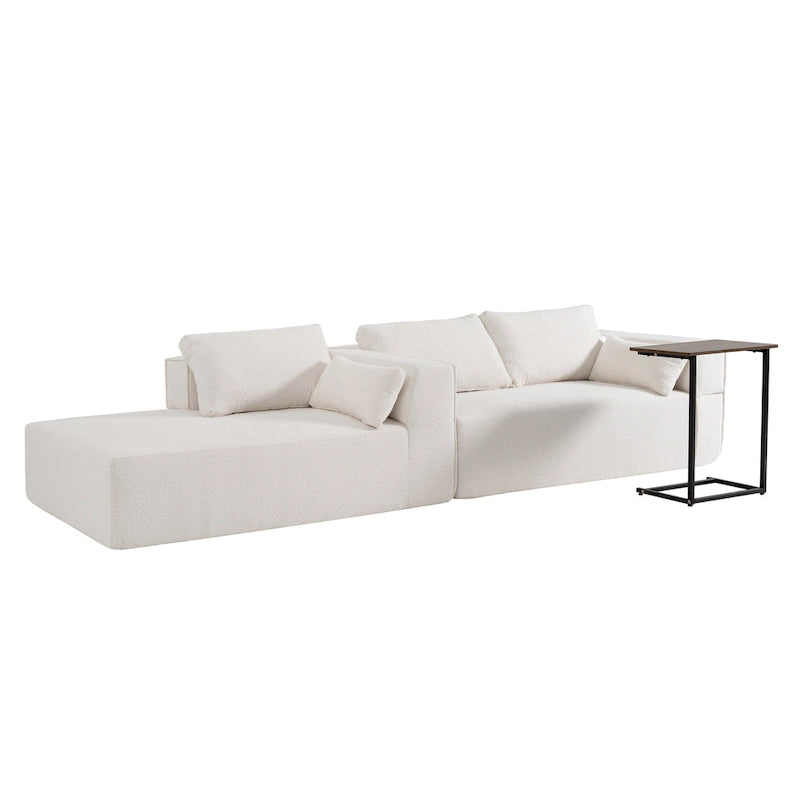 Divano componibile modulare Boucle 112 con tavolino laterale gratuito, design a seduta ampia e nessun assemblaggio richiesto