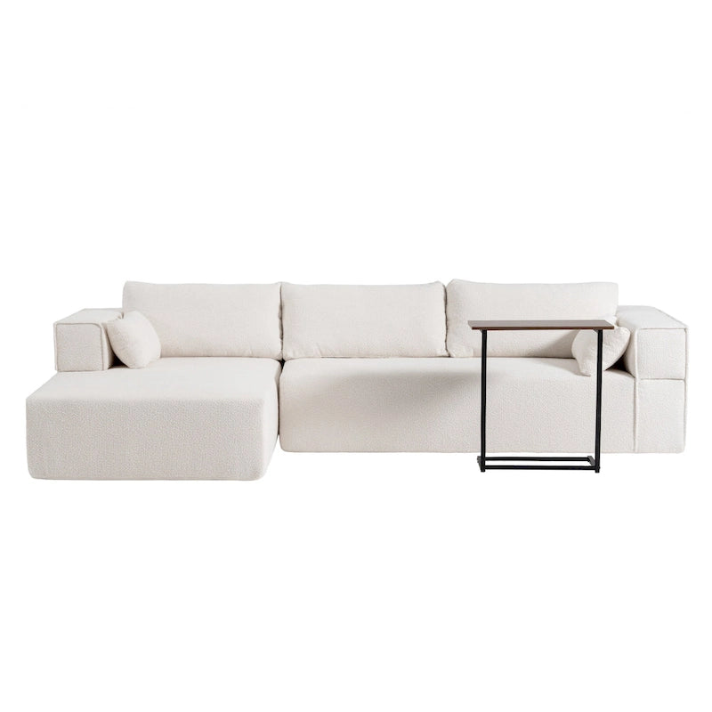 Divano componibile modulare Boucle 112 con tavolino laterale gratuito, design a seduta ampia e nessun assemblaggio richiesto