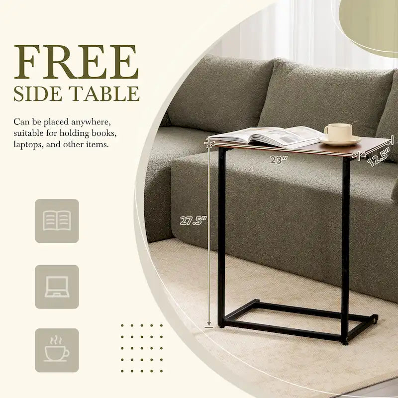 Divano componibile modulare Boucle 112 con tavolino laterale gratuito, design a seduta ampia e nessun assemblaggio richiesto
