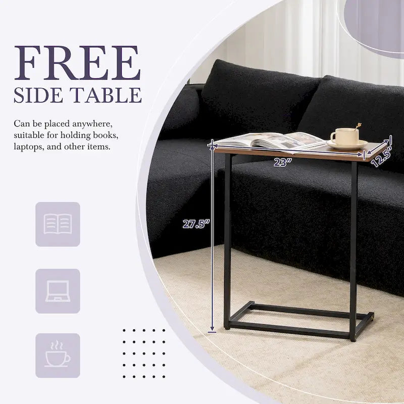 Divano componibile modulare Boucle 112 con tavolino laterale gratuito, design a seduta ampia e nessun assemblaggio richiesto