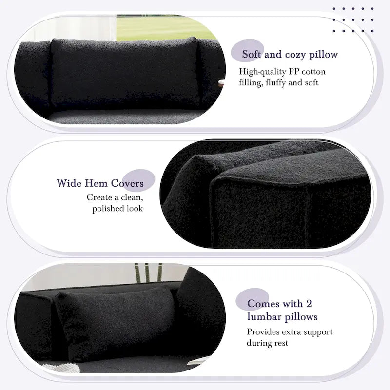 Divano componibile modulare Boucle 112 con tavolino laterale gratuito, design a seduta ampia e nessun assemblaggio richiesto