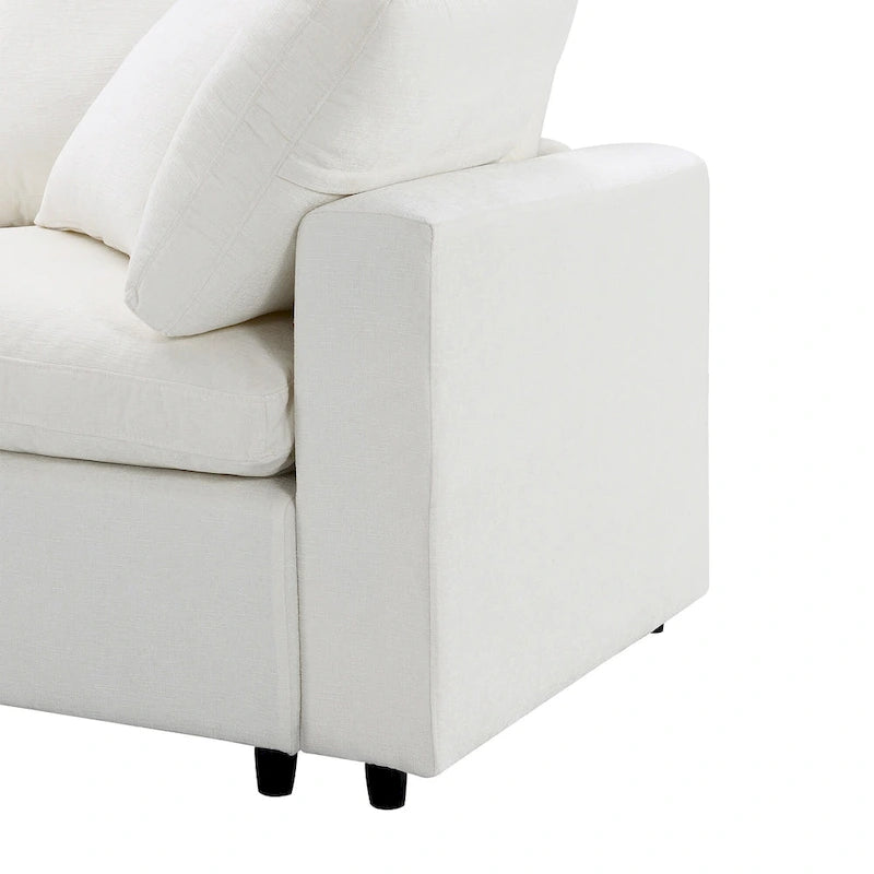 Beige 130 Chenille Cloud U-Shaped Sleeper Sectional Sofa, 6-Piece Modular Design
