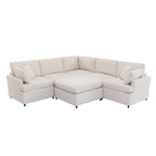100.4 Spacious U-Shape 6 Seater Sectional Sofa with Removable Ottomans and Pillow, Flexible Configuration