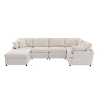 100.4 Spacious U-Shape 6 Seater Sectional Sofa with Removable Ottomans and Pillow, Flexible Configuration