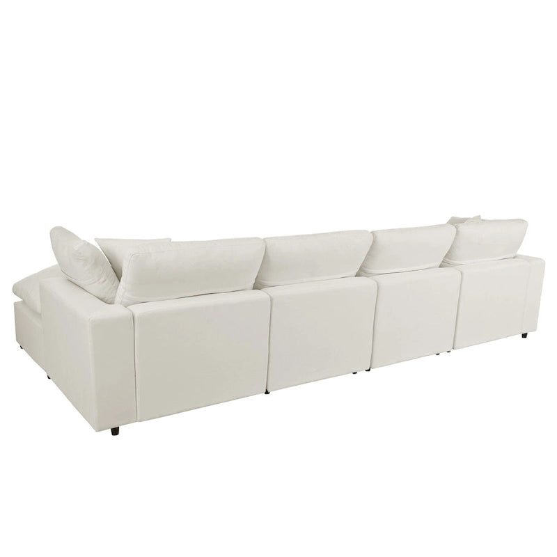 Divano Sezionale Moderno a U a 6 Posti Beige 134.40 con 2 Ampie Chaise Longue, Pouf Rimovibili e Cuscini Morbidi