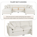 Divano Sezionale Moderno a U a 6 Posti Beige 134.40 con 2 Ampie Chaise Longue, Pouf Rimovibili e Cuscini Morbidi