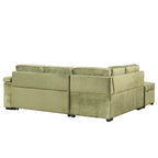 Green 84.75 L-Shaped 5-Seat Sleeper Sofa with Storage