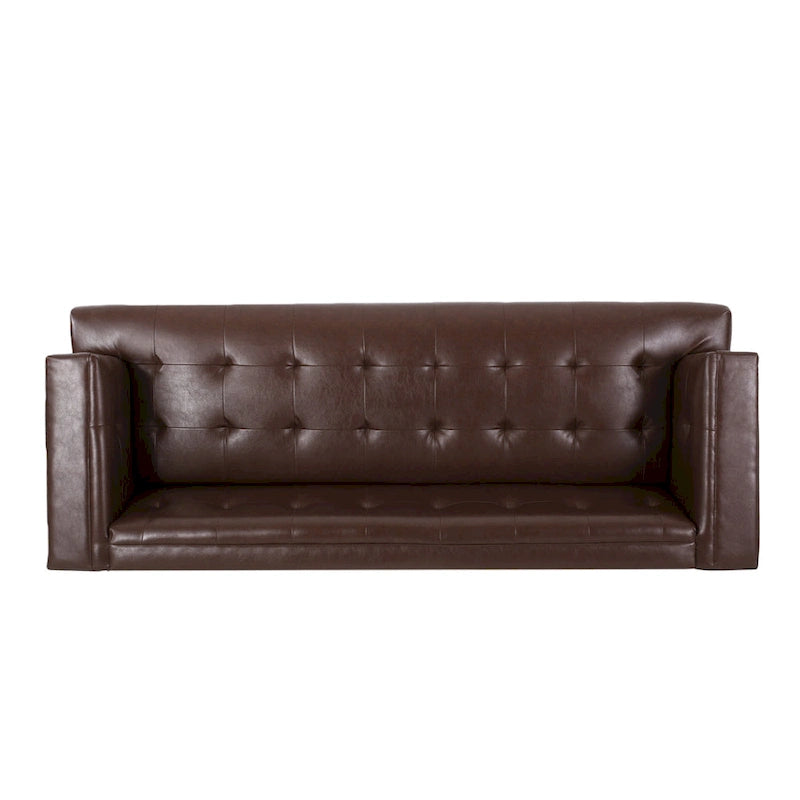 Modern 80.75 Button Tufted 3-seater Sofa with Wood Legs for Living Room