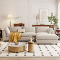 Divano Sezionale Angolare a 4 Posti Beige 113 con Poggiapiedi Regolabile e Chaise Reversibile