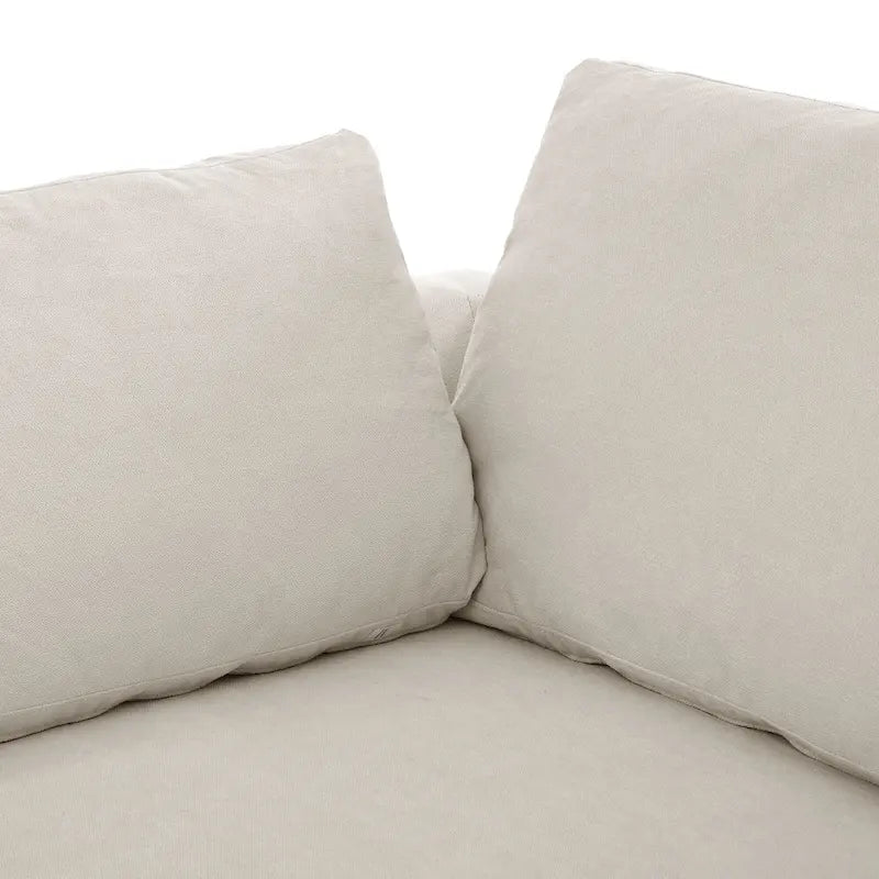 Divano Sezionale Angolare a 4 Posti Beige 113 con Poggiapiedi Regolabile e Chaise Reversibile