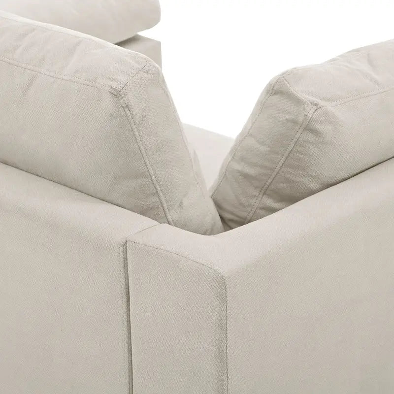 Divano Sezionale Angolare a 4 Posti Beige 113 con Poggiapiedi Regolabile e Chaise Reversibile