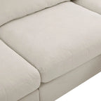 Divano Sezionale Angolare a 4 Posti Beige 113 con Poggiapiedi Regolabile e Chaise Reversibile