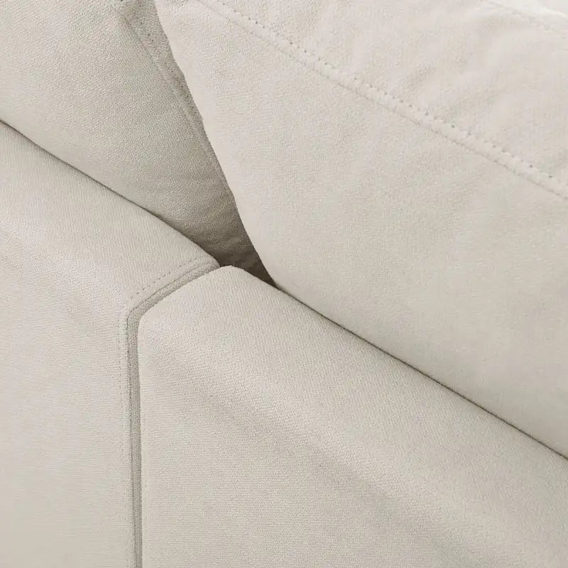 Divano Sezionale Angolare a 4 Posti Beige 113 con Poggiapiedi Regolabile e Chaise Reversibile