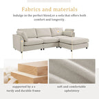 Divano Sezionale Angolare a 4 Posti Beige 113 con Poggiapiedi Regolabile e Chaise Reversibile