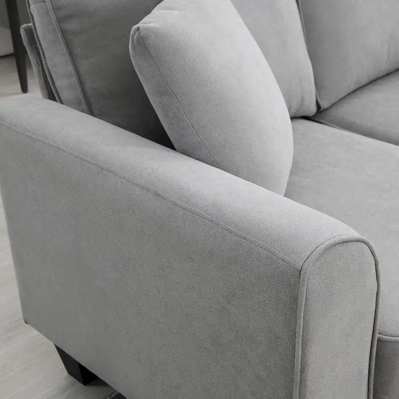 Grey 108 Spacious U-Shaped 7-Seater Sofa Set with 3 Pillows and Chaise, Ideal for Living Room or Apartment