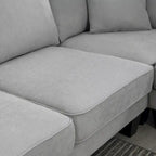 Grey 108 Spacious U-Shaped 7-Seater Sofa Set with 3 Pillows and Chaise, Ideal for Living Room or Apartment
