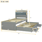 Twin XL Platform Bed with LED Headboard & Drawers