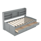 Twin Pine Captain Bed with Shelves, Drawers & Trundle