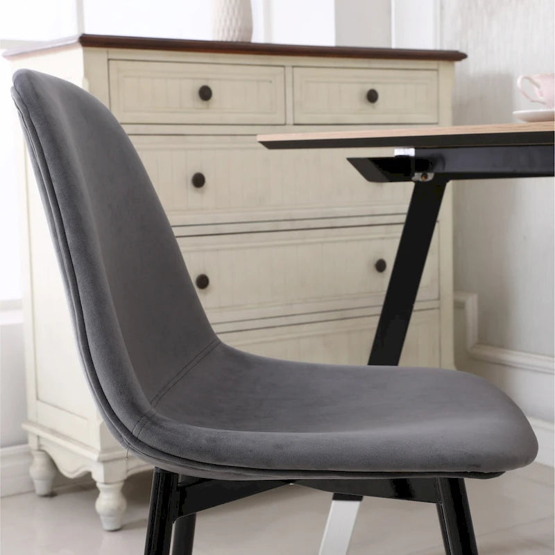 Modern Style 5-Piece Dining Set with Round Table and 4 Velvet Upholstered Chairs