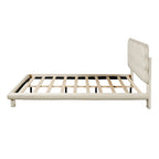 Queen Size Velvet Upholstered Platform Bed Frame with LED Light & Biscuit Headboard