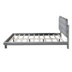 Queen Size Velvet Upholstered Platform Bed Frame with LED Light & Biscuit Headboard