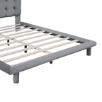 Queen Size Velvet Upholstered Platform Bed Frame with LED Light & Biscuit Headboard