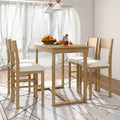 Set da pranzo marrone da 5 pezzi in stile rustico con tavolo ad altezza bancone e 4 sedie