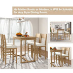 Set da pranzo marrone da 5 pezzi in stile rustico con tavolo ad altezza bancone e 4 sedie