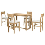 Set da pranzo marrone da 5 pezzi in stile rustico con tavolo ad altezza bancone e 4 sedie