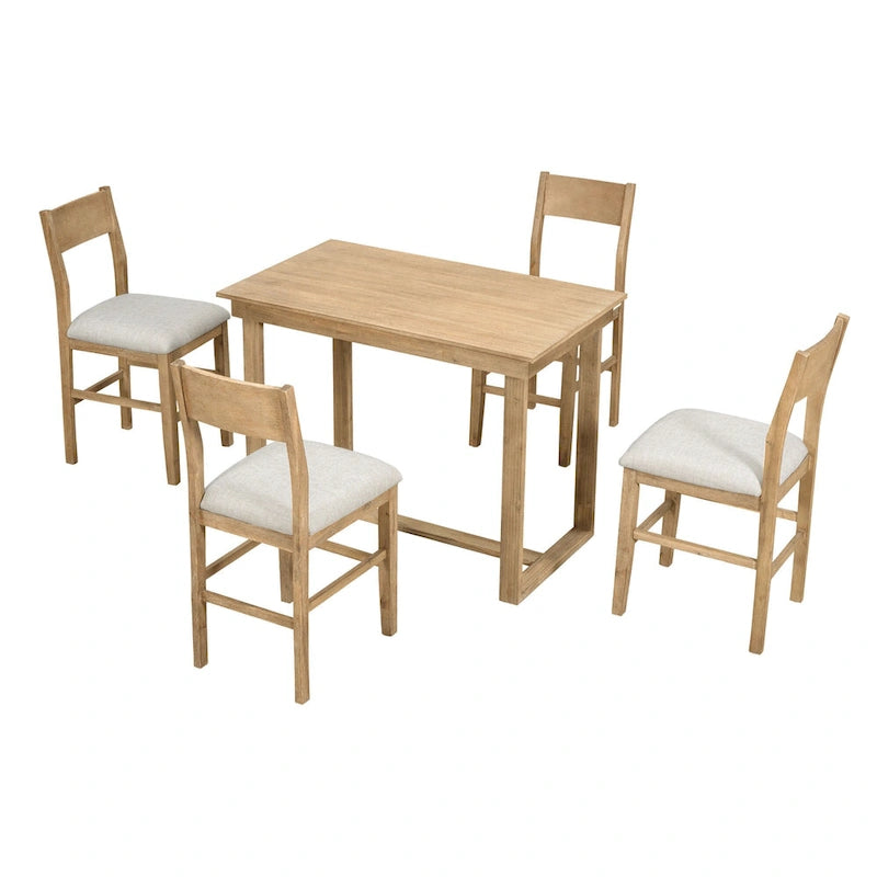 Set da pranzo marrone da 5 pezzi in stile rustico con tavolo ad altezza bancone e 4 sedie